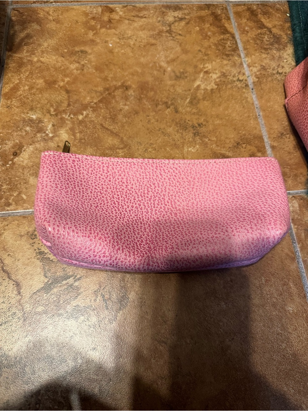 Pink Portland Leather Cosmetic Pouch